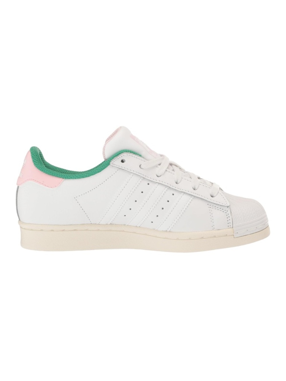 adidas White Pink Green Superstar Sneakers - Picture 5 of 6